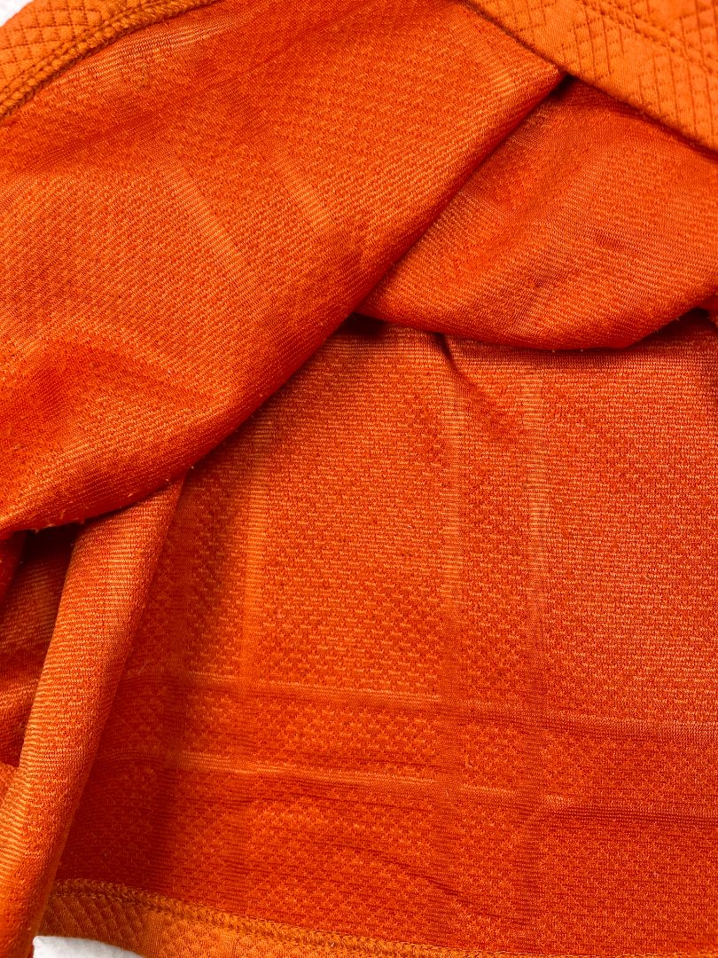 12-18 mo, Janie and Jack, Orange, Quilted equestrian dress, suede waistline w/ gold bridle bit, mock neck
