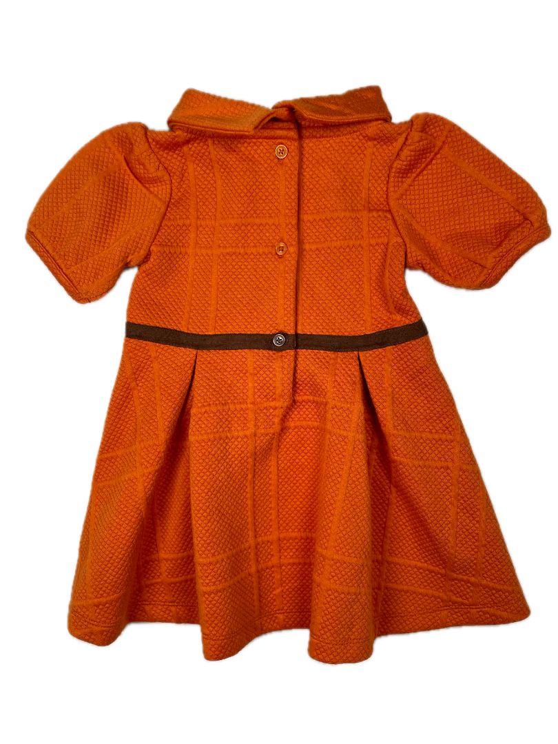 12-18 mo, Janie and Jack, Orange, Quilted equestrian dress, suede waistline w/ gold bridle bit, mock neck