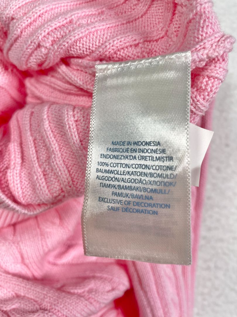 12 mo, Ralph Lauren, Pink, NEW w/ tags - Cable-knit button-up cardigan, navy emblem