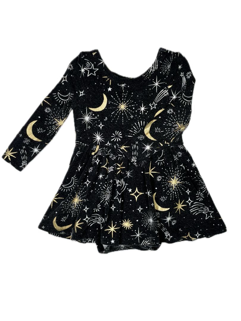 6-12 mo, Play by Little Sleepies, Black, Starry night long-sleeve bamboo skater dress w/ bodysuit