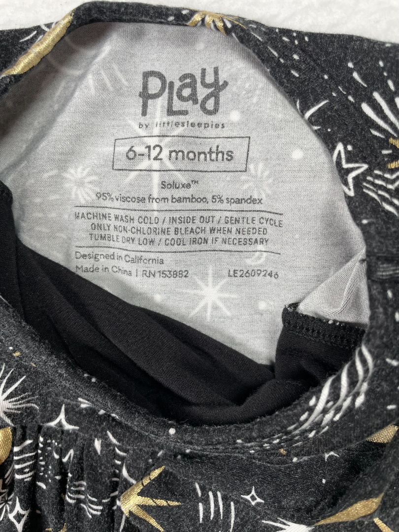6-12 mo, Play by Little Sleepies, Black, Starry night long-sleeve bamboo skater dress w/ bodysuit