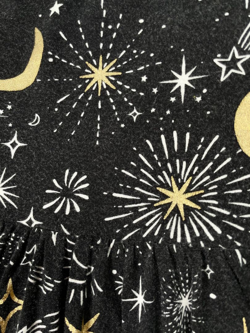 6-12 mo, Play by Little Sleepies, Black, Starry night long-sleeve bamboo skater dress w/ bodysuit