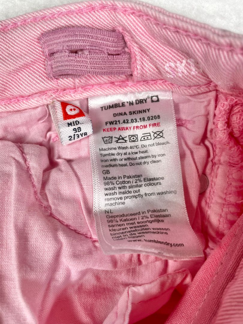 2-3, Tumble 'N Dry, Pink, Skinny jeans, front seams, adjustable