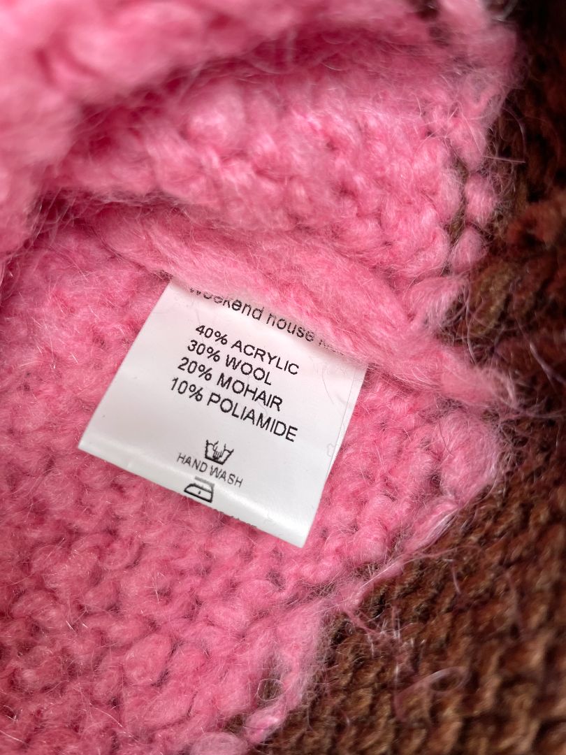 5-6, Weekend House Kids, Pink, Two-tone wool mix knit skirt