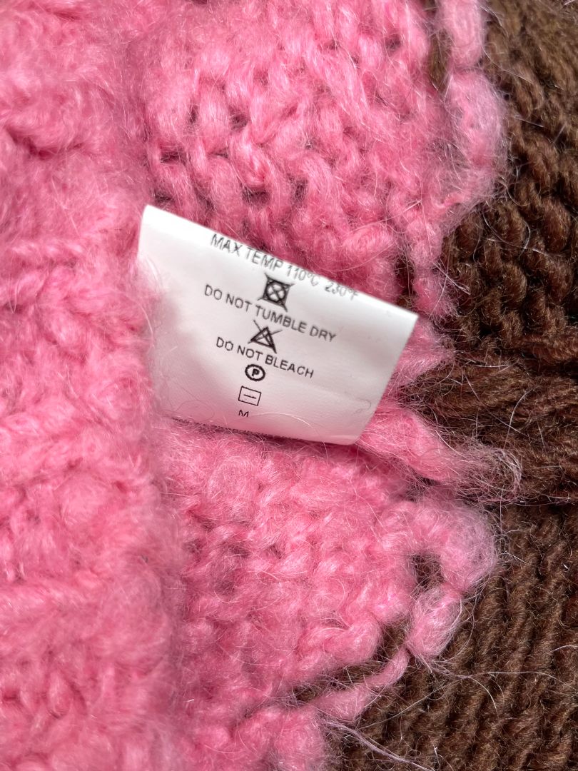 5-6, Weekend House Kids, Pink, Two-tone wool mix knit skirt