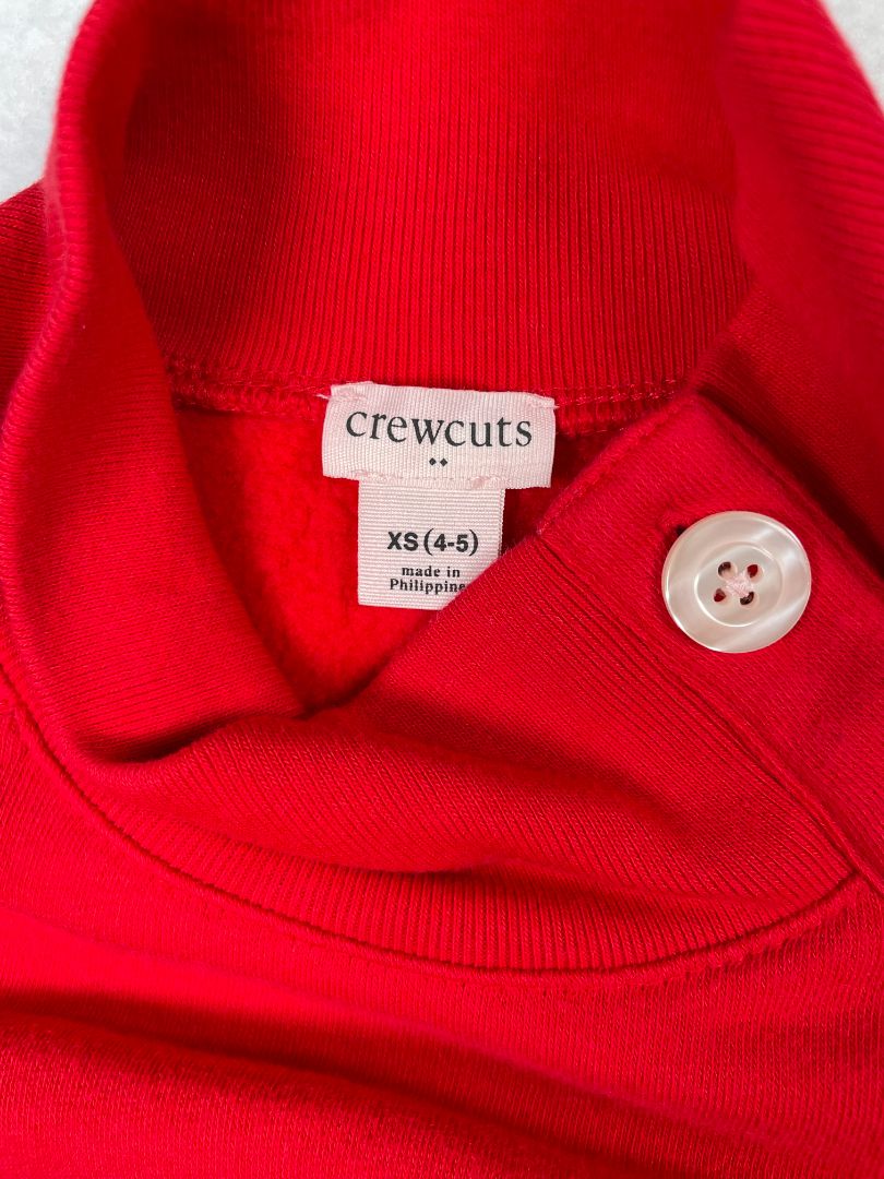 4-5, J.Crew Crewcuts, Red, Turtleneck fleece-lined pullover top