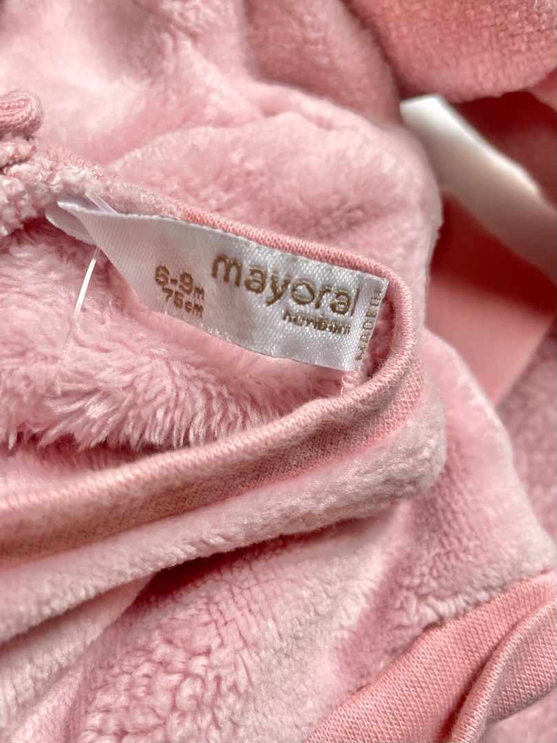 6-9 mo, Mayoral, Pink, Bouclé bunny pocket, circle tufted soft sweatshirt + sweatpants SET