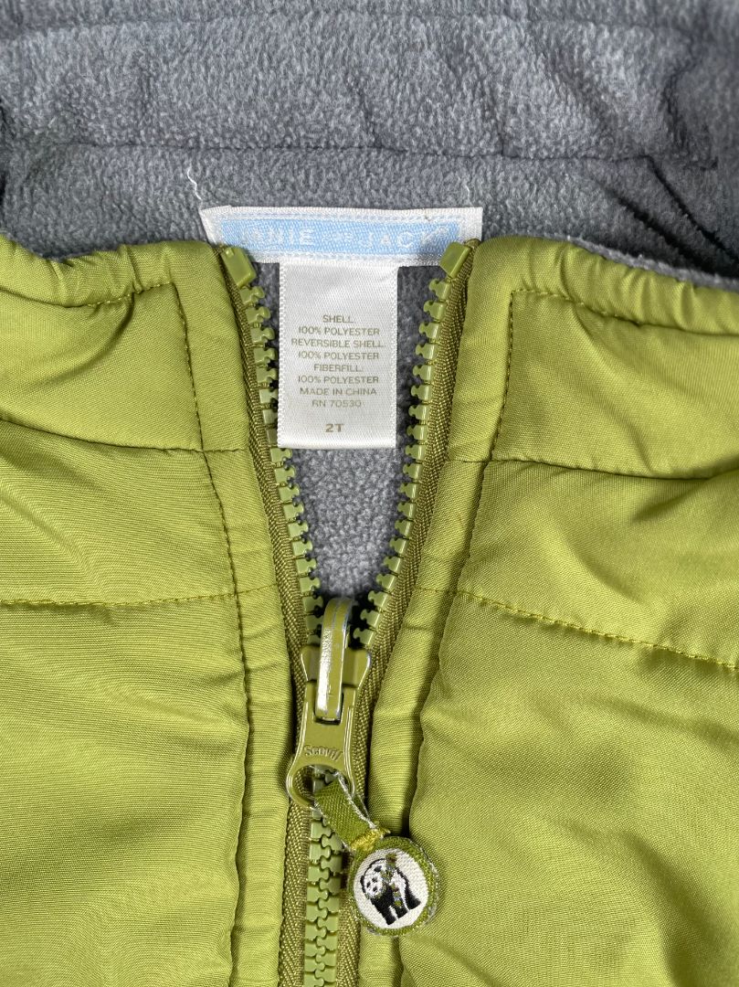 2/2T, Janie and Jack, Green, Reversible puffer vest, grey fleece option