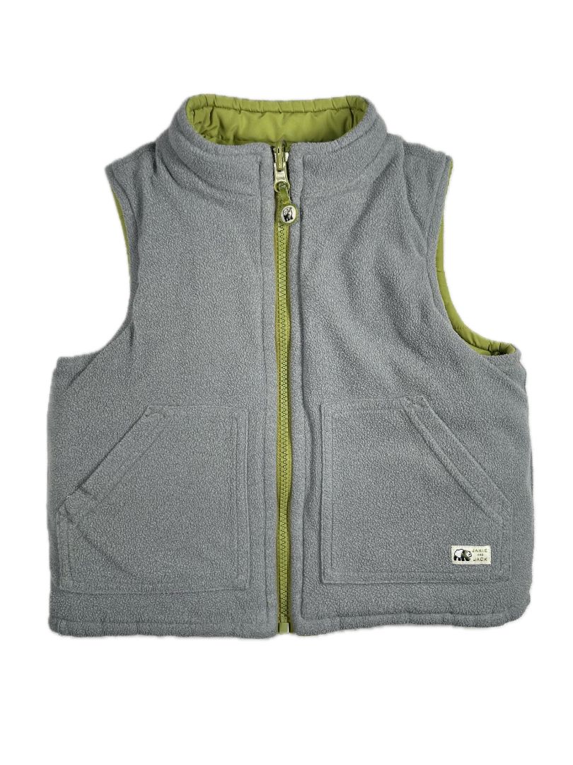 2/2T, Janie and Jack, Green, Reversible puffer vest, grey fleece option
