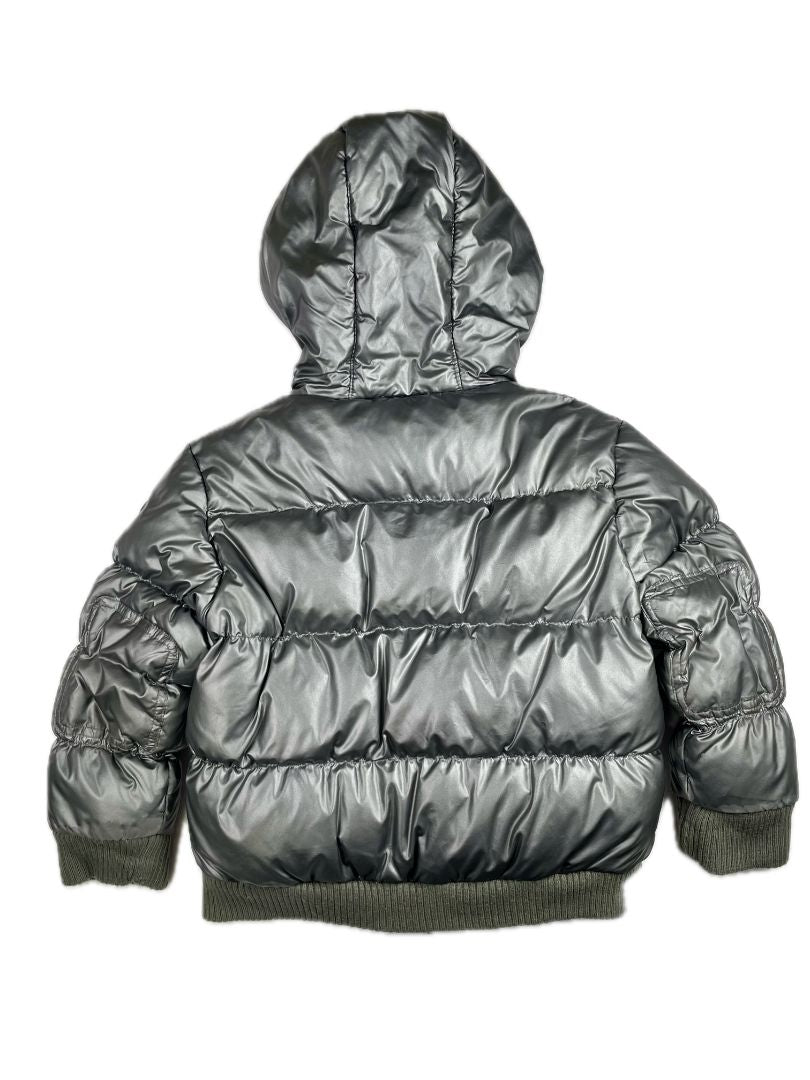 4/4T, Appaman, Silver, Hooded puffer down jacket, ribbed edges
