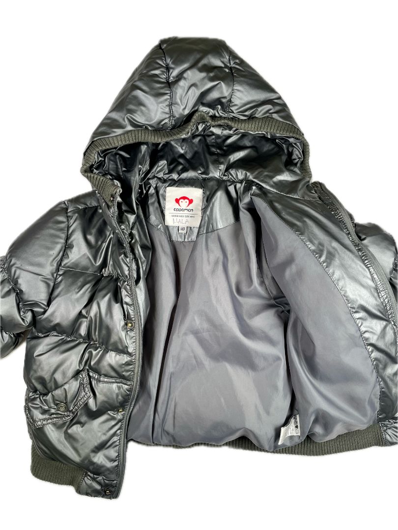 4/4T, Appaman, Silver, Hooded puffer down jacket, ribbed edges
