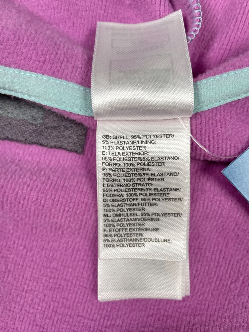 3-6 mo, The North Face, Purple, Hooded zip-up track jacket, aqua zipper & trim