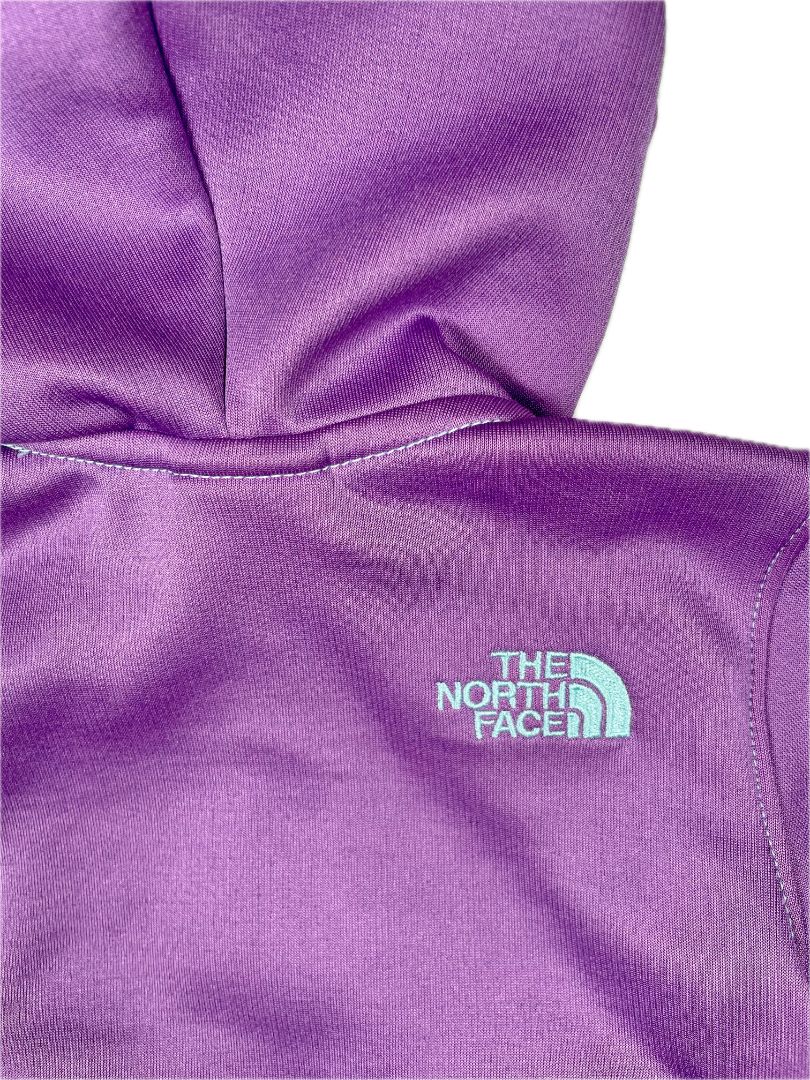 3-6 mo, The North Face, Purple, Hooded zip-up track jacket, aqua zipper & trim