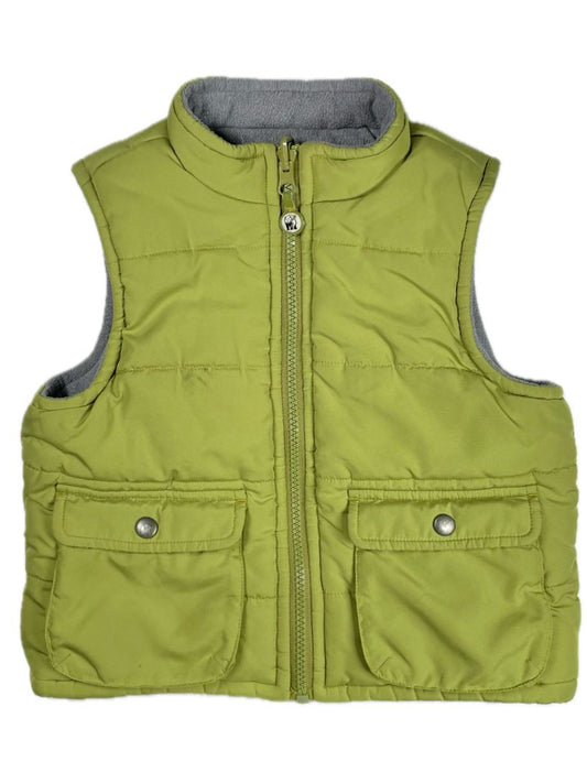 2/2T, Janie and Jack, Green, Reversible puffer vest, grey fleece option