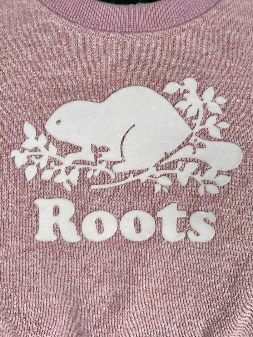 6-12 mo, Roots, Pink, Sparkle sweatshirt + pull-on sweatpants, decorative tie, fuzzy logo SET
