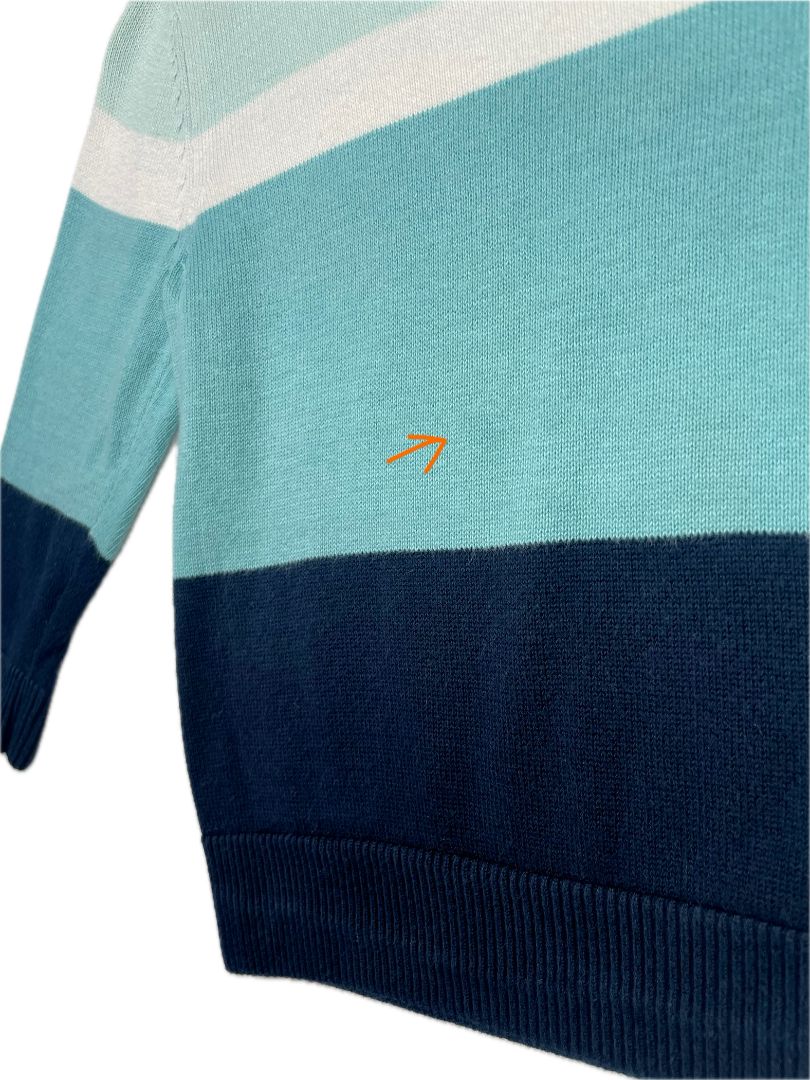 2/2T, H&M, Blue, Color blocked striped boys sweater