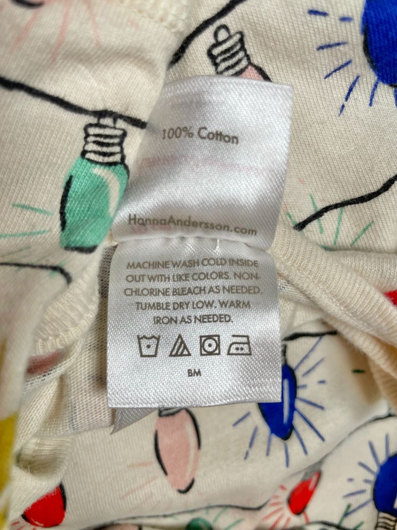 6-12 mo, Hanna Andersson, Cream, Christmas lights sleeveless coverall, snap legs