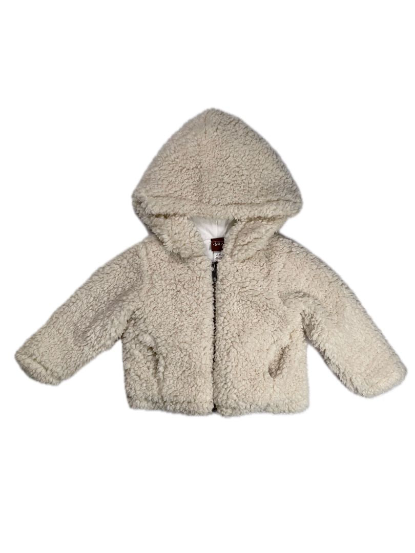 9-12 mo, Tea Collection, Cream, Shearling zip-up hoodie