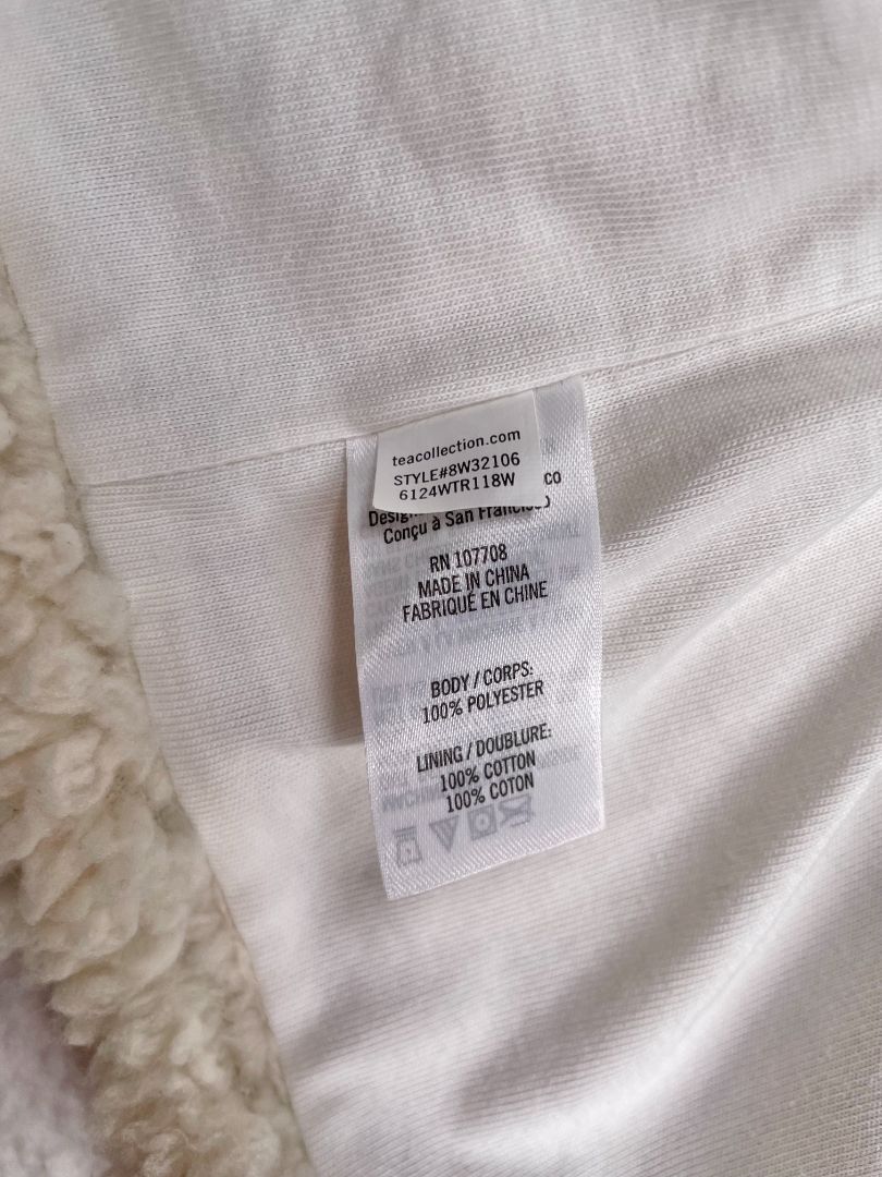 9-12 mo, Tea Collection, Cream, Shearling zip-up hoodie