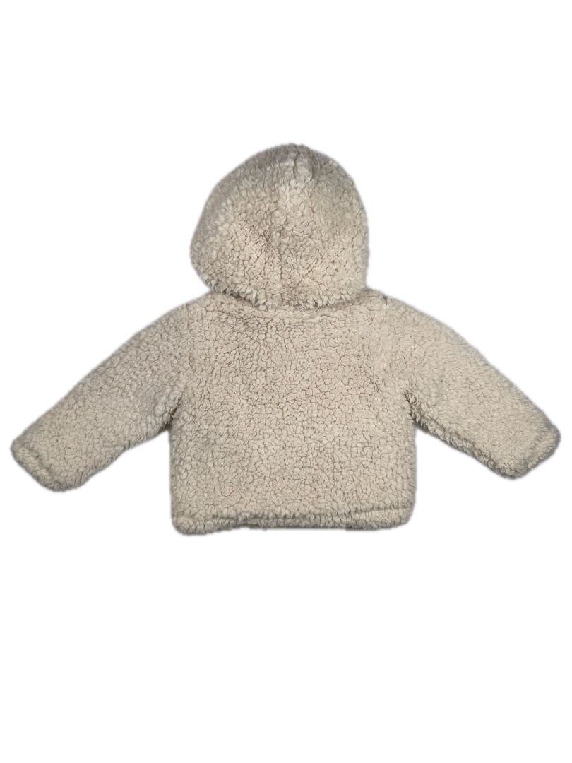 9-12 mo, Tea Collection, Cream, Shearling zip-up hoodie