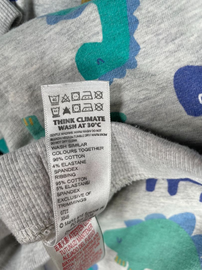 18-24 mo, M&S, Grey, Blue/green dinosaur zip-up hoodie + drawstring sweatpants SET