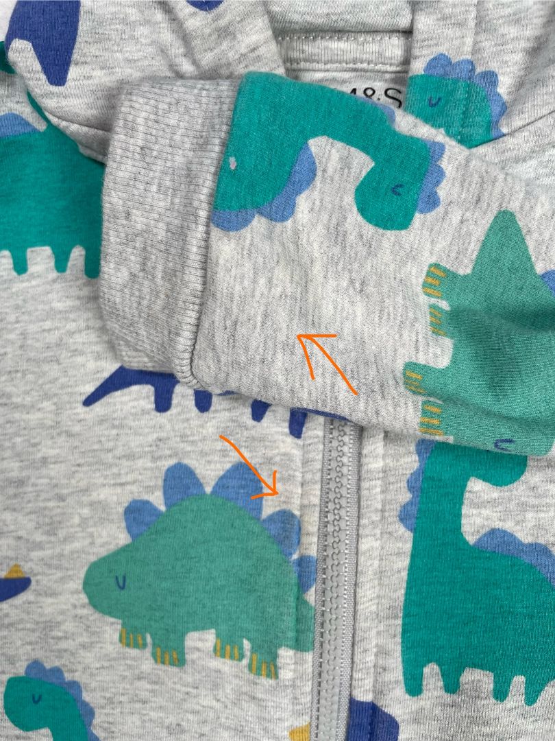 18-24 mo, M&S, Grey, Blue/green dinosaur zip-up hoodie + drawstring sweatpants SET