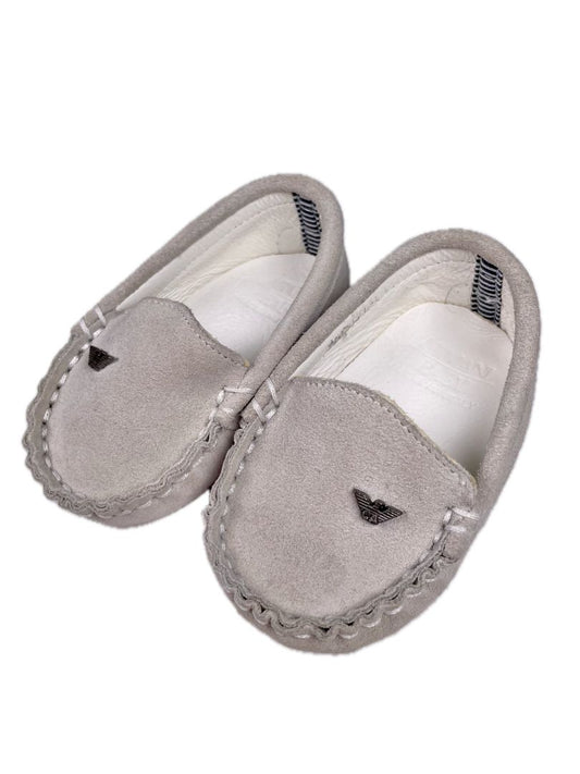 Newborn, Armani, Cream/grey, Suede driving moccasins