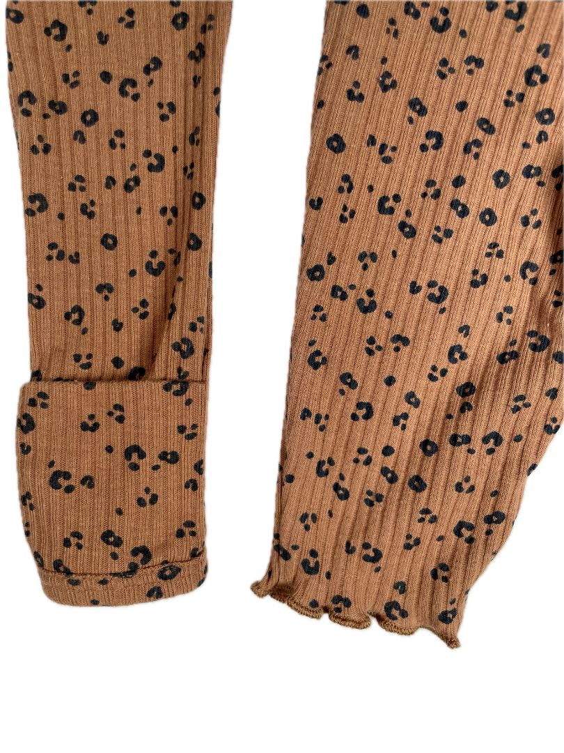 3 mo, Carter's, Brown, Leopard ribbed long-sleeve bodysuit + matching leggings SET