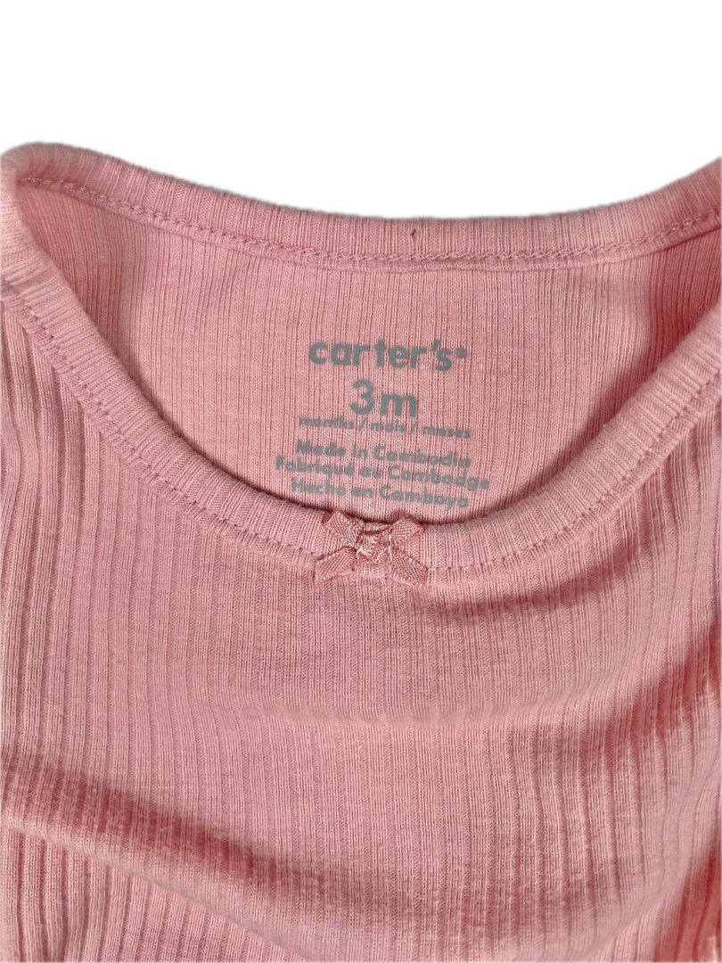 3 mo, Carter's, Pink, Ribbed long-sleeve bodysuit