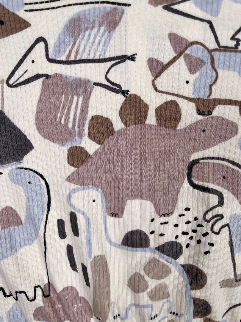 6-9 mo, Next, Cream, NEW w/ tags - Dinosaur print long-sleeve ribbed pullover
