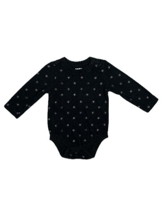 6-12 mo, babyGap, Black, Distressed star print long-sleeve bodysuit