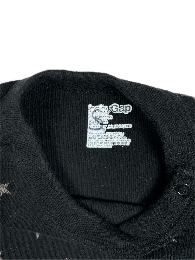 6-12 mo, babyGap, Black, Distressed star print long-sleeve bodysuit