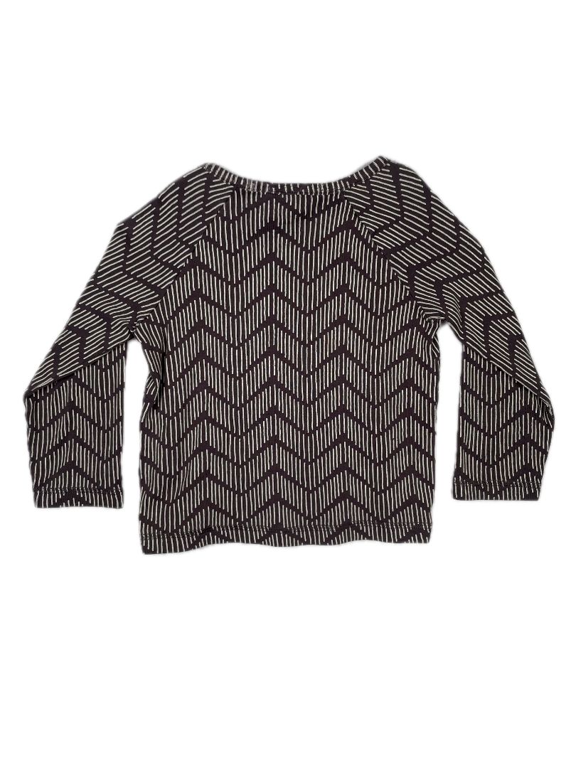 24 mo, Oliver & Rain, Grey, Organic cotton dashed-line chevron long-sleeve print shirt, buttons at neck
