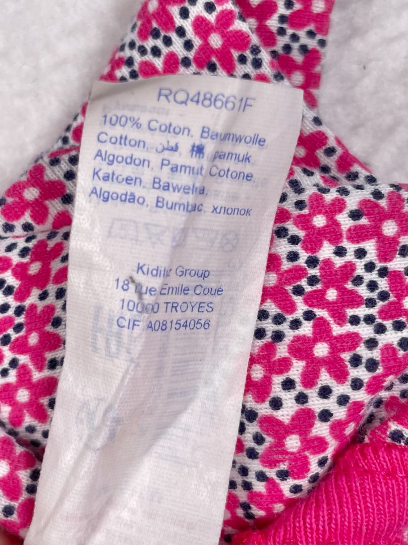 3 mo, Absorba, Pink, Floral and navy dot print short-sleeve bodysuit