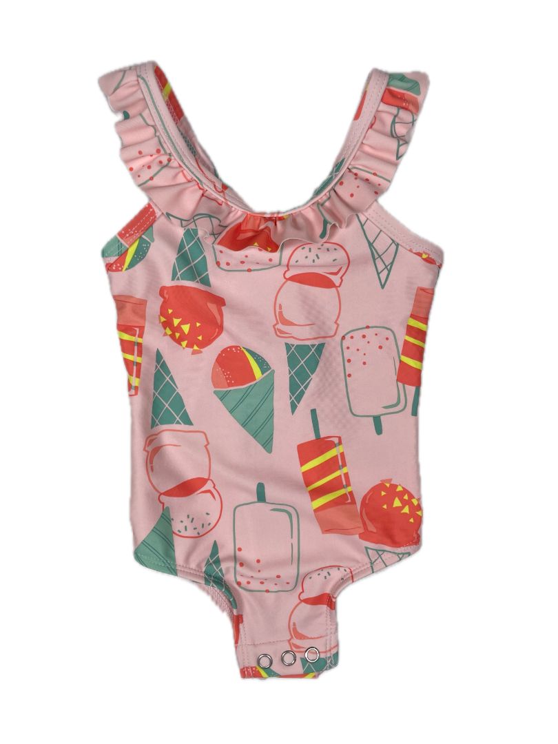 9 mo, Carter's, Pink, Ruffled strap ice cream swimsuit
