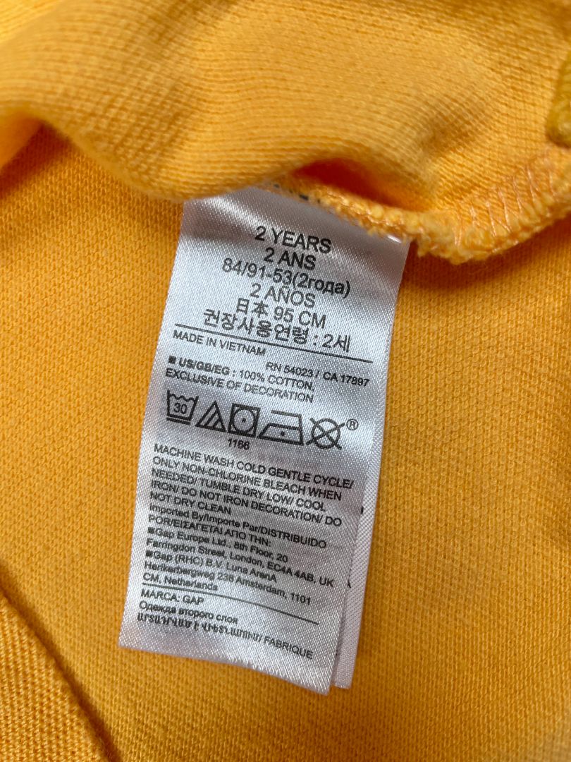 2/2T, babyGap, Orange, Pique polo shirt, brown bear emblem