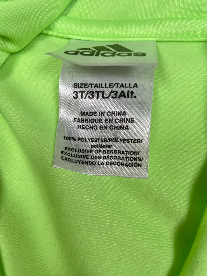 3/3T, Adidas, Green, Neon zip-up track jacket, grey/black, striped sleeves