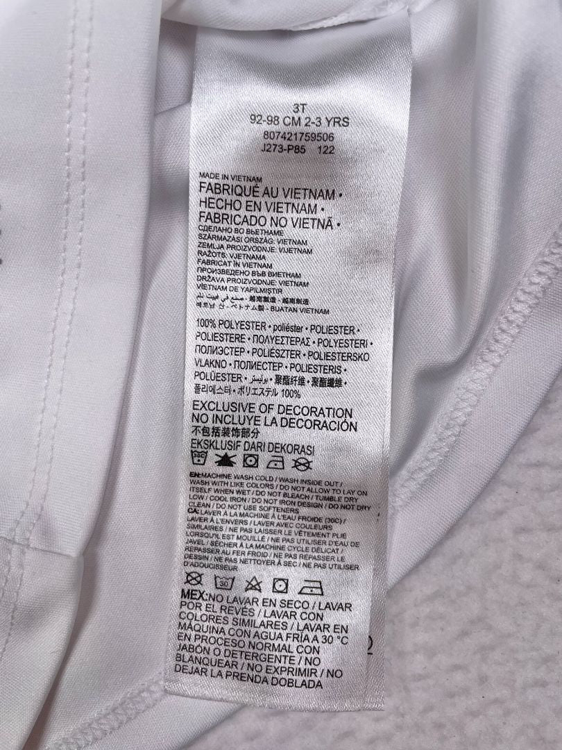3/3T, Nike, White, Dri-FIT activewear t-shirt w/ purple tie-dye logo