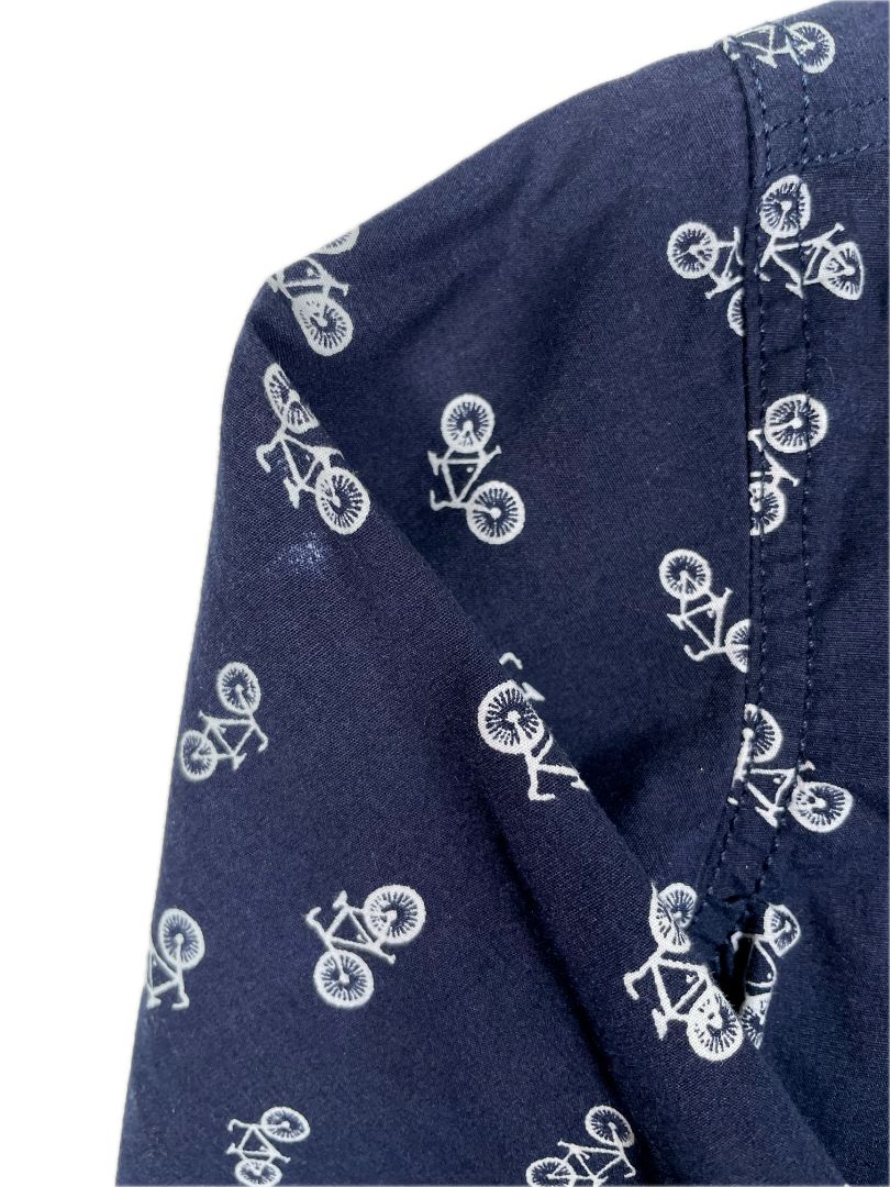 2T Sovereign Code, Blue, Button-up bicycle print shirt