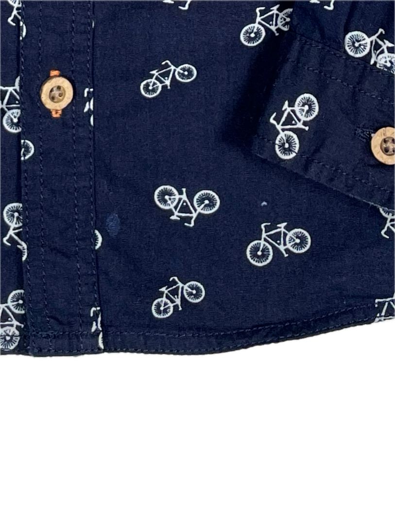 2T Sovereign Code, Blue, Button-up bicycle print shirt