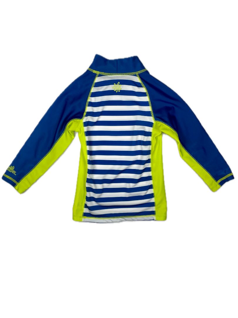 3/3T UV Skinz, Blue, Striped rash guard blue/white/green