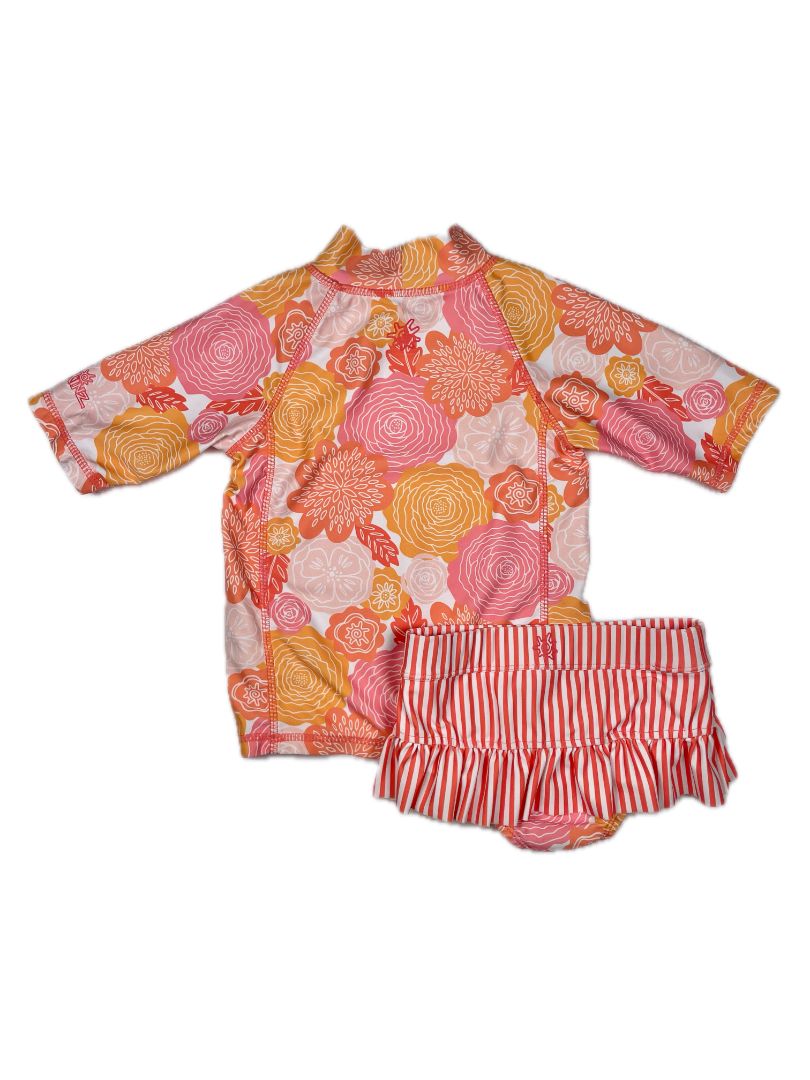 3/3T UV Skinz, Multi, Girls short-sleeve floral swim set pink/orange/yellow