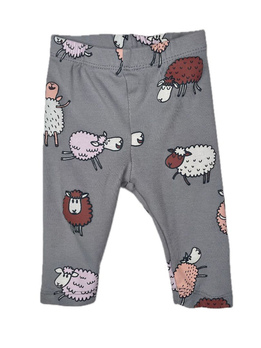 3 mo Deux Par Deux, Grey, Sheep print baby legging