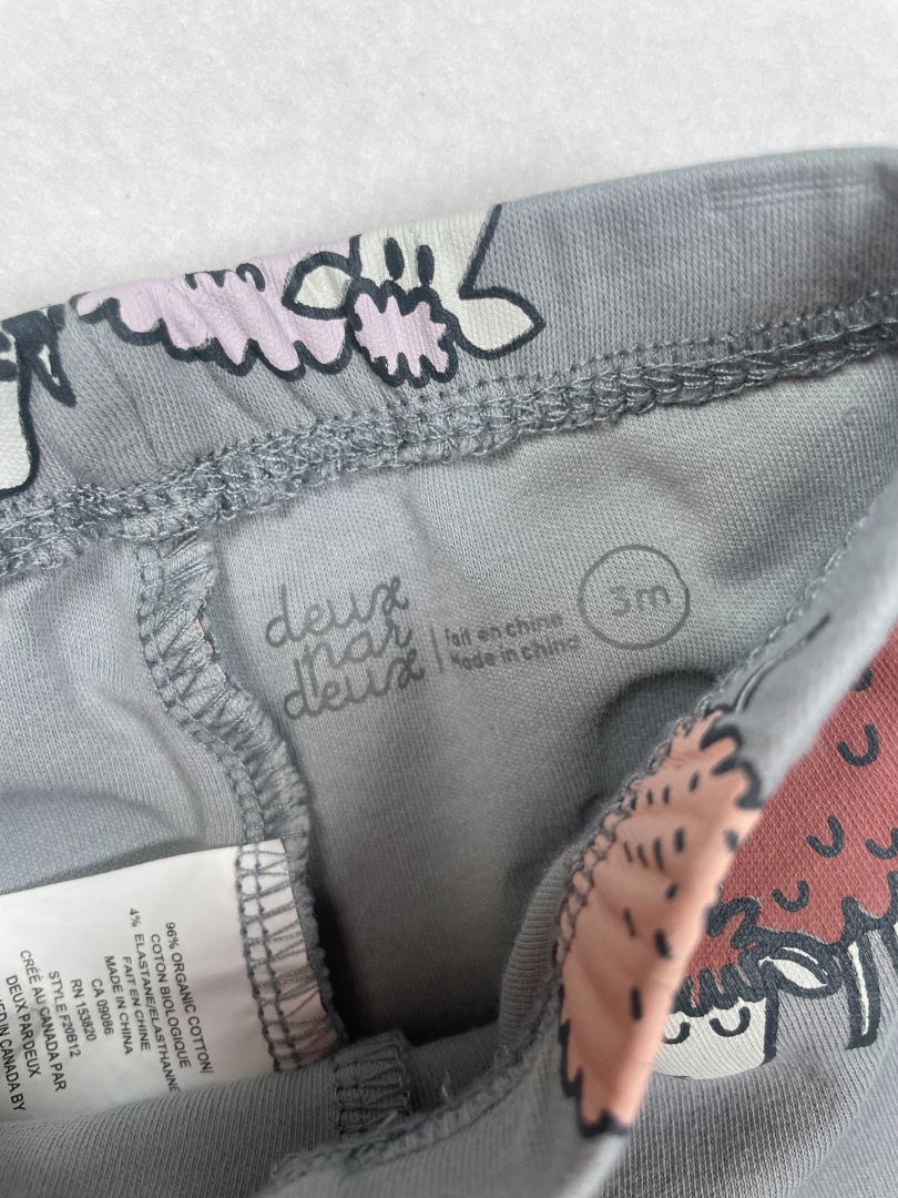 3 mo Deux Par Deux, Grey, Sheep print baby legging