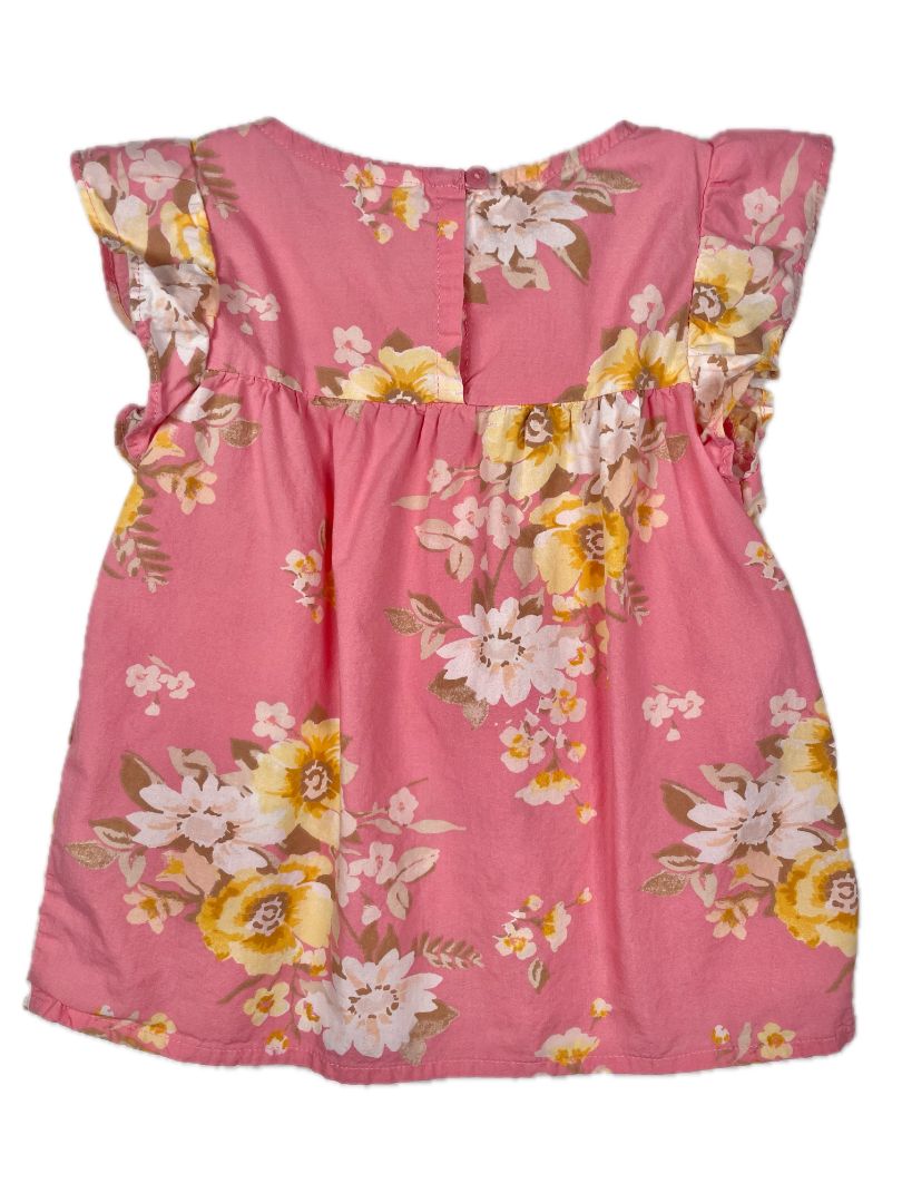 3/3T OshKosh B'Gosh, Pink, Flutter sleeve floral shirt