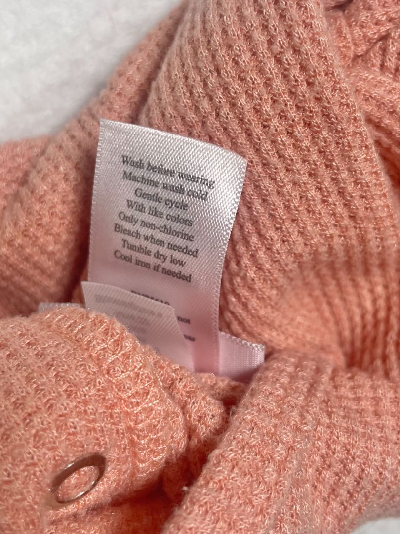 3-6 mo, Bloomie's Baby, Pink, Waffle-knit long-sleeve shirt w/ ruffles at shoulders