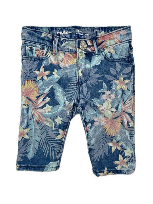 12-18 mo babyGap, Blue, Tropical print straight crop jeans