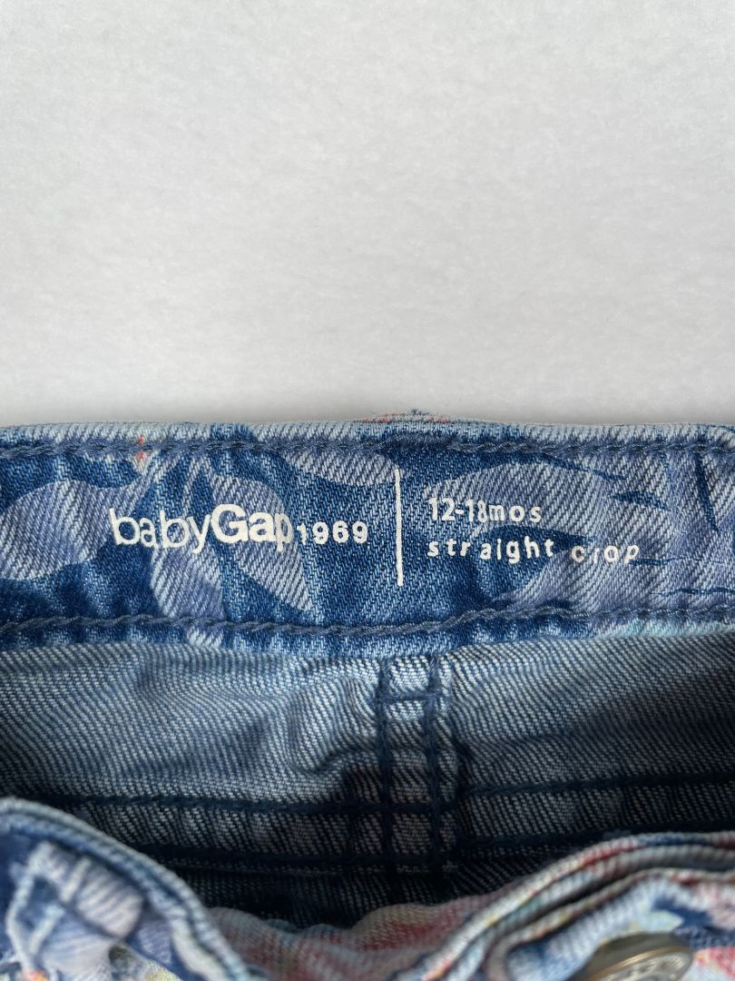 12-18 mo babyGap, Blue, Tropical print straight crop jeans