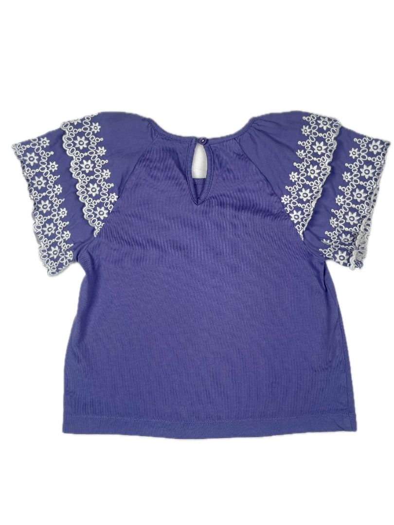 4-5 Boden, Purple, Short-sleeve with embroidery shirt, button back