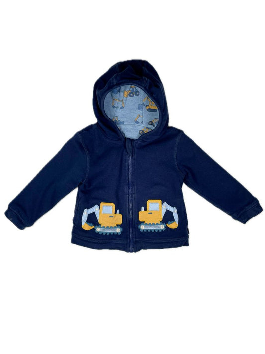 12-18 mo JoJo Maman Bébé, Blue, Reversible applique construction hoodie